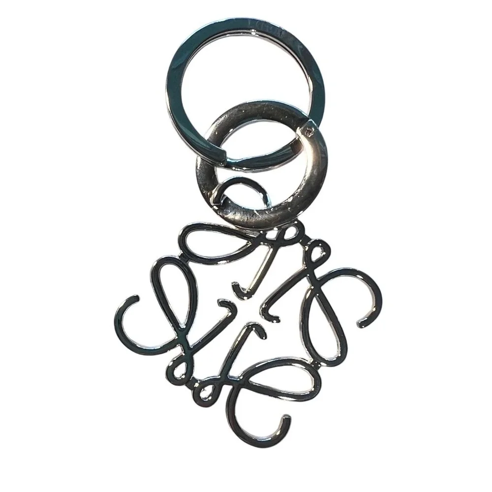 Loewe Anagram Logo Silver Keychain Bag Charm Key Ring - Picture 1 of 3